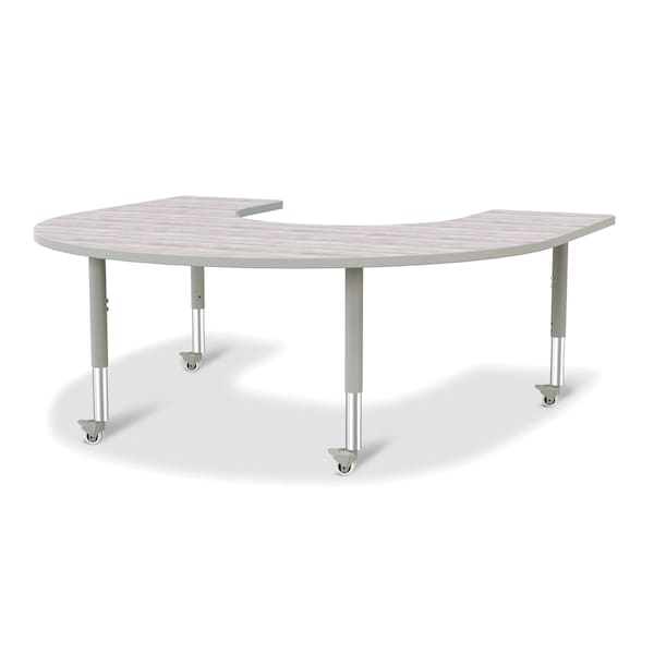 Berries Horseshoe Activity Table, 60 in. x 66 in., Mobile, Driftwood Gray/Gray/Gray
